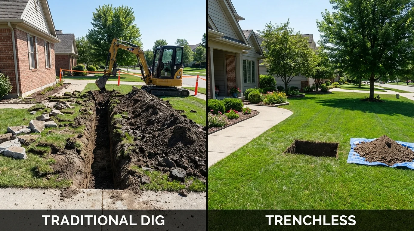 Trenchless sewer repair with minimal yard damage versus traditional excavation in Sarasota, FL